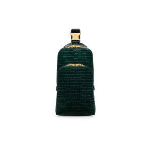 Pánské Batohy Tom Ford Glossy Printed Croc Læder Sling Olivy Zelené | 316789-PNS