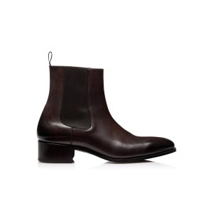 Pánské Boty Tom Ford Burnished Læder Alec Chelsea Ebony | 790623-QYR