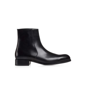 Pánské Boty Tom Ford Burnished Læder Edgar Zip Černé | 867429-RCA