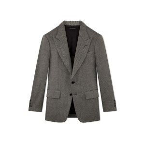 Pánské Bundy Tom Ford Cashmere Herringbone Shelton Šedé | 014973-OVD
