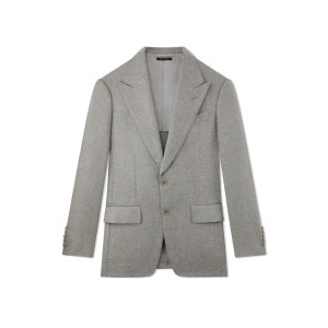 Pánské Bundy Tom Ford Cashmere Twill Shelton Světle Šedé | 923471-VFJ