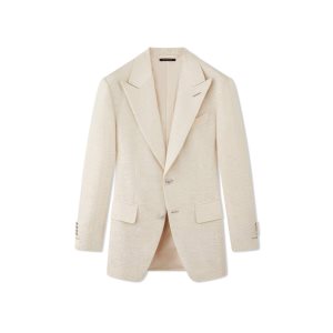 Pánské Bundy Tom Ford Metallic Slub Moire Atticus Krém Bílé | 107239-GHY