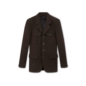 Pánské Bundy Tom Ford Tailored Military Tmavě Hnědé | 920358-SGR