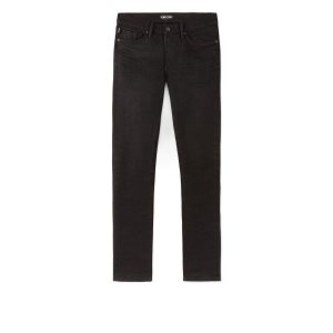Pánské Džíny Tom Ford Rovný Fit Stretch Japanese Selvedge Černé | 987653-ADH