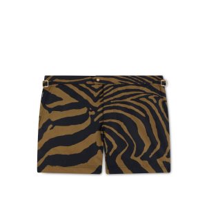 Pánské Kalhoty Tom Ford Antique Zebra Print Swim Shorts Hnědé Černé | 789643-XOM
