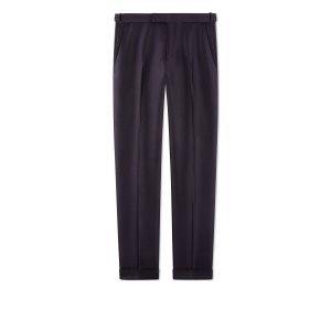 Pánské Kalhoty Tom Ford Draped Mikado Cooper Trouser Fialové | 920158-DNC