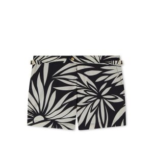 Pánské Kalhoty Tom Ford Large Flower Print Swim Krátké Černé Bílé | 675149-HNK