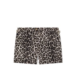 Pánské Kalhoty Tom Ford Snow Leopard Print Swim Krátké Bílé Leopard | 918065-KGM