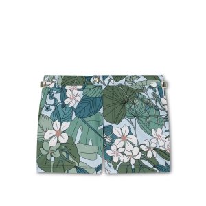 Pánské Kalhoty Tom Ford Tropical Floral Print Swim Krátké Zelene Blankyt | 347859-IMQ