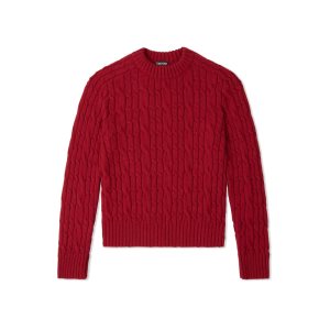 Pánské Knitwear Tom Ford Baby Alpaca Cable Crew Neck Poppy | 365940-PVU