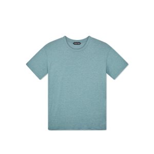 Pánské Knitwear Tom Ford Bavlněné Blend Melange Crew Neck T-shirt Blankyt | 528143-OLP