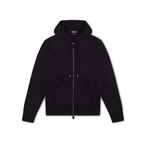 Pánské Knitwear Tom Ford Cashmere Blend Zip-up Hoodie Černé | 327580-BPV