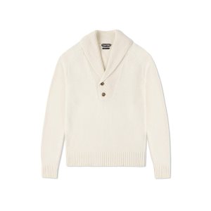 Pánské Knitwear Tom Ford Cashmere Pull-over Shawl Bílé | 451087-XIP