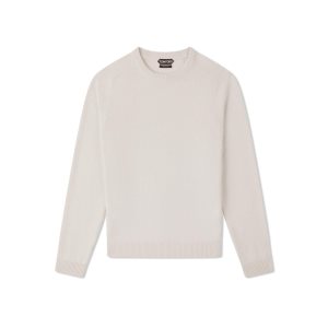 Pánské Knitwear Tom Ford Cashmere Saddle Crew Neck Bílé | 238097-RJB