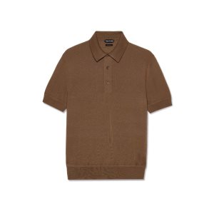 Pánské Knitwear Tom Ford Fine Gauge Cashmere Silk Polo Čokolády | 586403-NEO