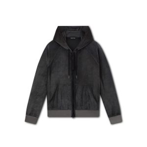 Pánské Knitwear Tom Ford Fluid Modal Velour Hoodie Tmavě Šedé | 685730-YNJ