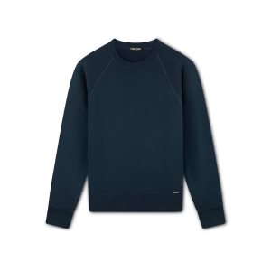 Pánské Knitwear Tom Ford Garment Dyed Crew Sweatshirt Tmavě Blankyt | 541932-KPG