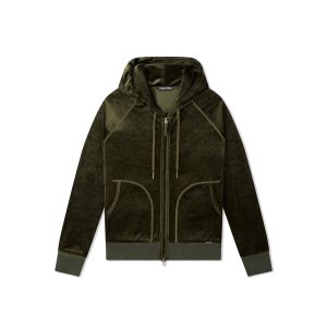 Pánské Knitwear Tom Ford Jersey Velvet Hoodie Ebony | 467918-HQB