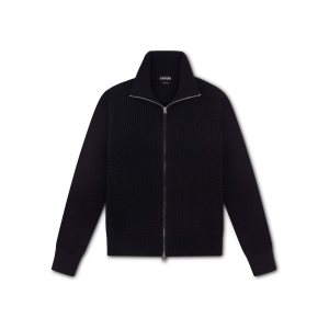 Pánské Knitwear Tom Ford Linked Rib Full Zip Černé | 532714-RNI