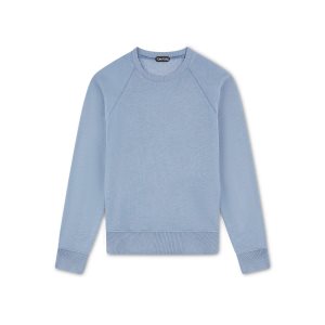 Pánské Knitwear Tom Ford Melange Bavlněné Blend Sweatshirt Světle Blankyt | 108476-HWP