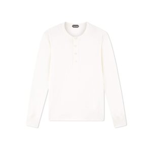 Pánské Knitwear Tom Ford Silk Bavlněné Henley Bílé | 173098-CXP