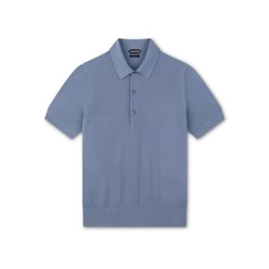 Pánské Knitwear Tom Ford Silk Bavlněné Piquet Polo Blankyt | 748362-DXF