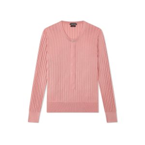 Pánské Knitwear Tom Ford Silk Blend Henley Růžové | 817620-XHI