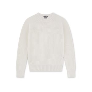 Pánské Knitwear Tom Ford Silk Merino Raglan Crew Bílé | 142687-HYA