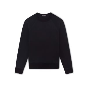 Pánské Knitwear Tom Ford Soft Bavlněné Crew Sweatshirt Černé | 873014-ITY
