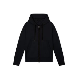 Pánské Knitwear Tom Ford Superfine Merino Hoodie Černé | 475690-GPD