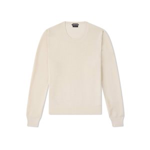 Pánské Knitwear Tom Ford Textured Silk Merino Crew Neck Chalk | 942107-RKO