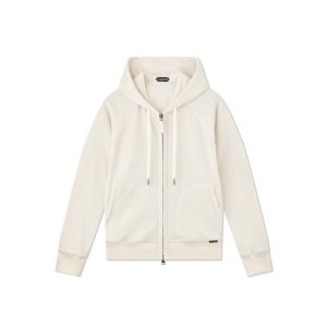 Pánské Knitwear Tom Ford Towelling Hoodie Ecru | 124706-BRW