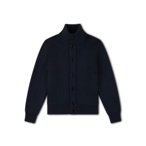 Pánské Knitwear Tom Ford Vlna Silk Full Button Through Tmavě Blankyt | 435026-LBX