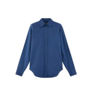 Pánské Košile Tom Ford Bavlněné Silk Poplin Slim Fit Blankyt | 418693-ABJ
