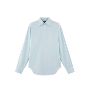 Pánské Košile Tom Ford Bavlněné Silk Poplin Slim Fit Seafoam | 823495-LCJ