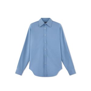 Pánské Košile Tom Ford Bavlněné Silk Poplin Slim Fit Blankyt | 924650-MYZ