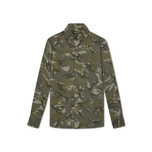 Pánské Košile Tom Ford British Camo Print Slim Fit Barrel Cuff Olivy Zelené | 056219-VFP