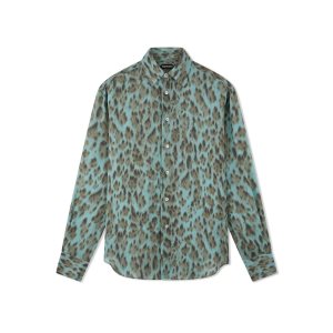 Pánské Košile Tom Ford Cheetah Crepe De Chine Fluid Fit Světle Blankyt | 524973-CEL