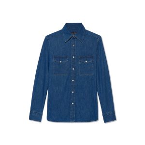 Pánské Košile Tom Ford Denim Slim Fit Blankyt | 478356-AYF