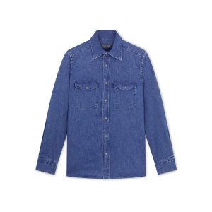 Pánské Košile Tom Ford Denim Slim Fit Leisure Blankyt | 526781-AYU