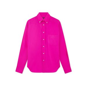 Pánské Košile Tom Ford Fluorescent Crepe De Chine Fluid Fit Růžové | 765908-IMB
