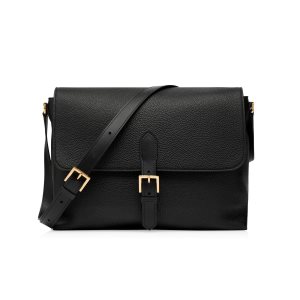 Pánské Kufříky Tom Ford Grain Læder Medium Messenger Černé | 439265-BQL
