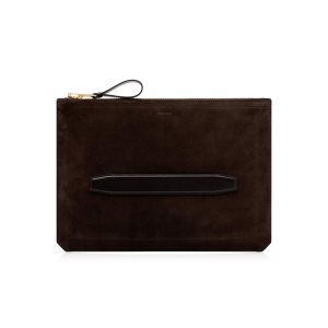 Pánské Kufříky Tom Ford Semišové Buckley Handle Portfolio Ebony | 547018-NTK