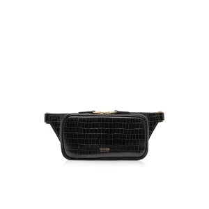 Pánské Ledvinka Tom Ford Glossy Printed Croc Small Zip Černé | 453802-NQU