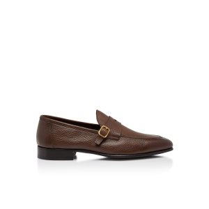 Pánské Loafers Tom Ford Grain Læder Dover Hnědé | 098357-FVU