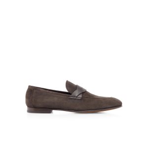 Pánské Loafers Tom Ford Semišové Sean Twisted Band Tmavě | 175684-CJG