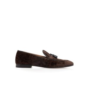 Pánské Loafers Tom Ford Textured Velvet Liam Tassel Čokolády | 528961-CTU