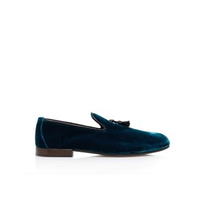 Pánské Loafers Tom Ford Velvet Nicolas Pantofle Petrol | 273869-KUT