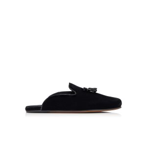 Pánské Loafers Tom Ford Velvet Winston Pantofle Černé | 963180-UFW