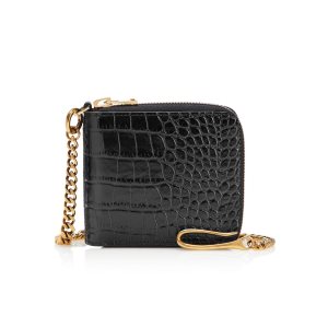 Pánské Malé Peněženky Tom Ford Alligator Chain Wallet Černé | 916374-APF
